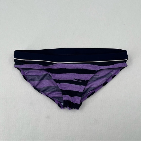 NIKE Womens Bikini Bottom Navy & Purple Stripe size: 10 - Picture 1 of 8